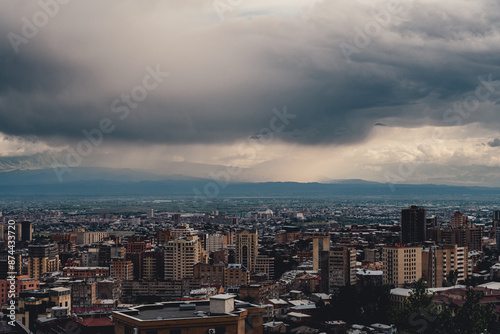 Cityscape of Yerevan city with Mount Ararat in the background