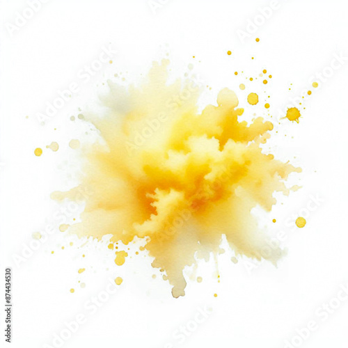 Single Soft Yellow Watercolor Splash on White Background