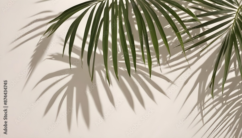 Obraz premium Palm leaves and shadow on a light background