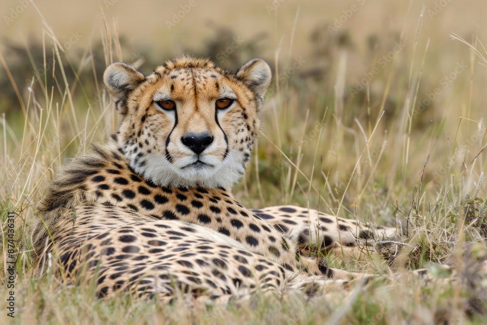 Cheetah lying in the grass, scanning the horizon Cheetah lying in the grass, scanning the horizon