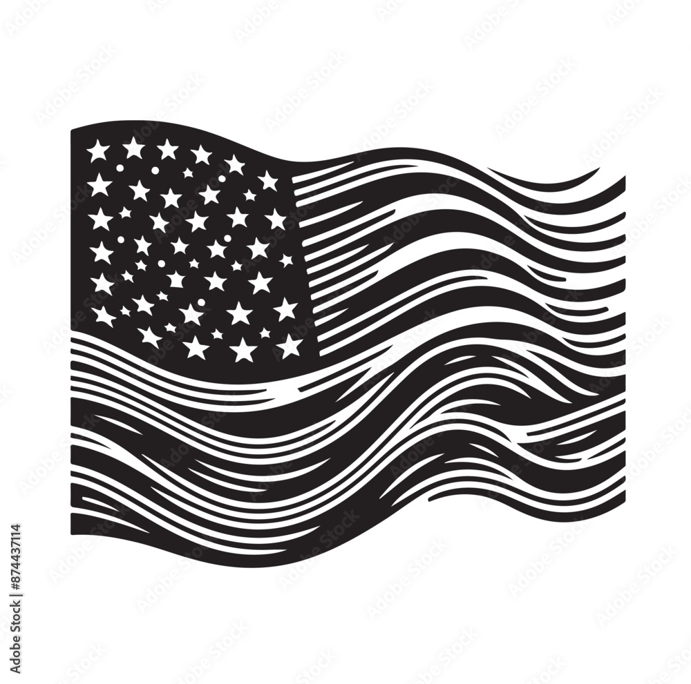 American flag waving on wind. National patriotic flag of the United States of America. Vector illustration American flag waving on wind. National patriotic flag of the United States of America. Vector illustration