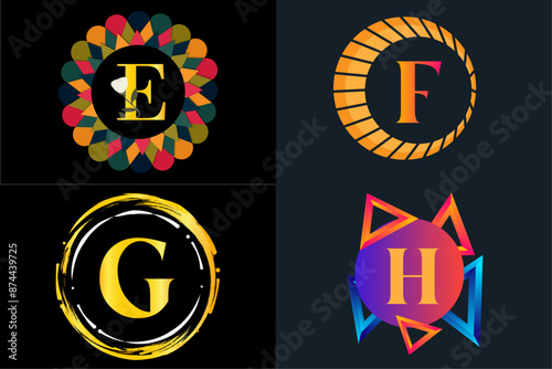  luxury colouring EFGH letter logo photo