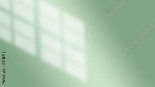 Green abstract background. Abstract green gradient. Minimalist futuristic background. Concept of light shadow background from window