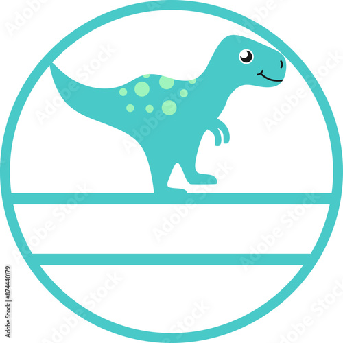 Cute Cartoon Dinosaur In A Circle With Name Gap