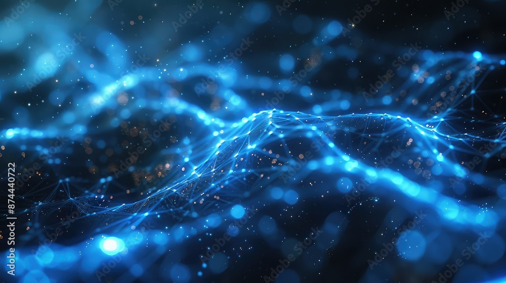 Futuristic network of glowing blue lines on a dark background Futuristic network of glowing blue lines on a dark background