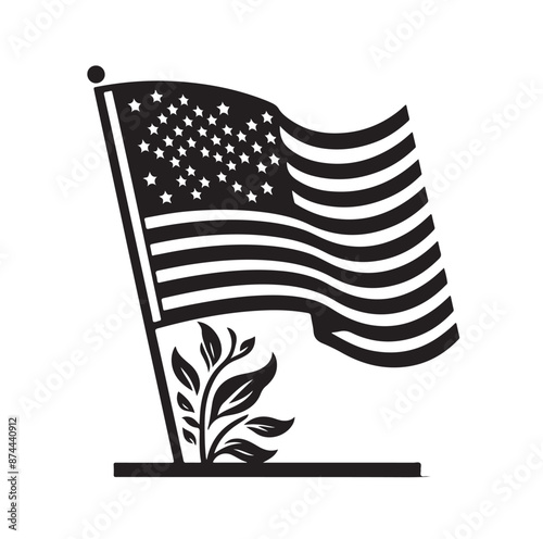 American flag waving on wind. National patriotic flag of the United States of America. Vector illustration