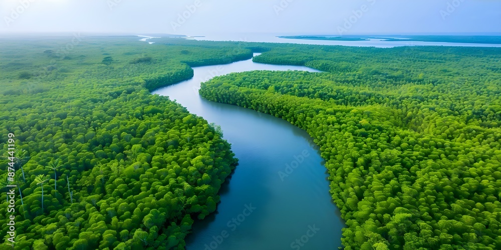 Aerial Image of the Mangrove Forest in Senegal's Saloum Delta National Park. Concept Aerial Photography, Mangrove Forest, Senegal, Saloum Delta National Park, Environmental Conservation Aerial Image of the Mangrove Forest in Senegal's Saloum Delta National Park. Concept Aerial Photography, Mangrove Forest, Senegal, Saloum Delta National Park, Environmental Conservation