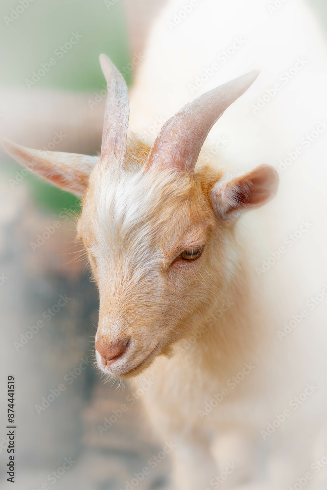 Fototapeta premium white goat on the farm