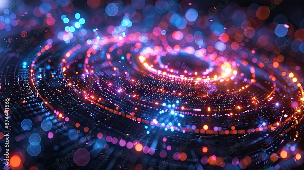 Futuristic holographic interface with floating particles Futuristic holographic interface with floating particles