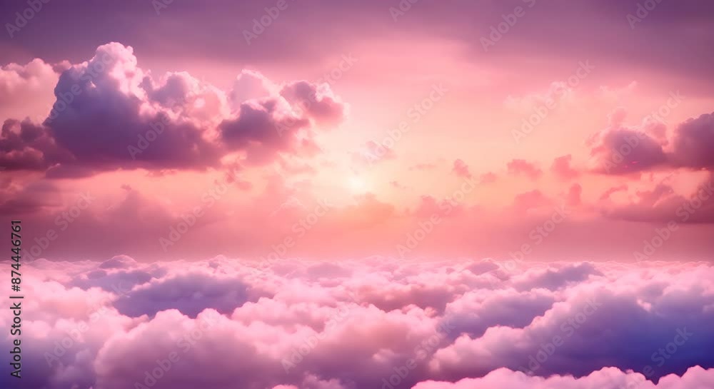 Light soft panorama sunset sky background with pink clouds sunset over ...