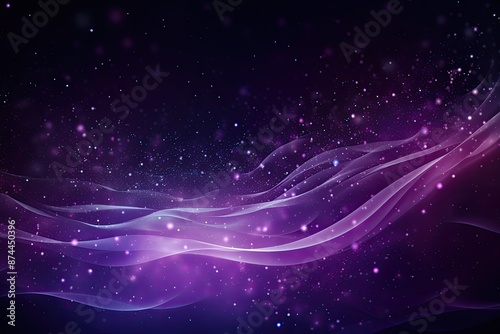 Digital purple particles wave and light, abstract background with shining particles