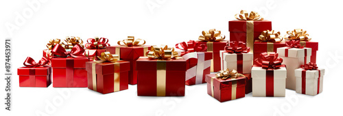 festive Christmas gifts, presents boxes in a row, webp