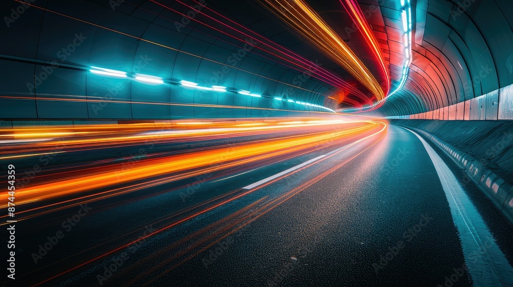 Dynamic light trails creating a futuristic motion effect Dynamic light trails creating a futuristic motion effect