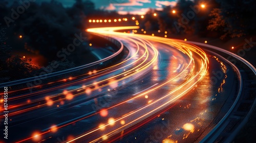 Dynamic light trails creating a futuristic motion effect