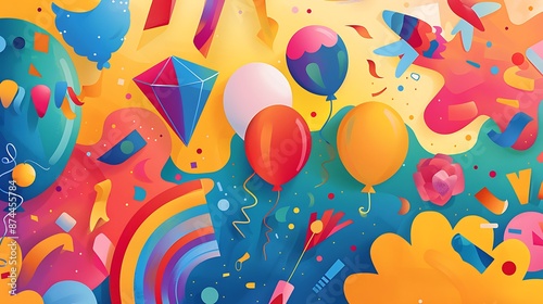  Vibrant Friendship Day card featuring a variety of joyful friendship elements and celebratory motifs.