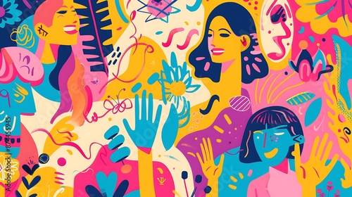  Vibrant Friendship Day card featuring a variety of friendship symbols and celebration motifs.