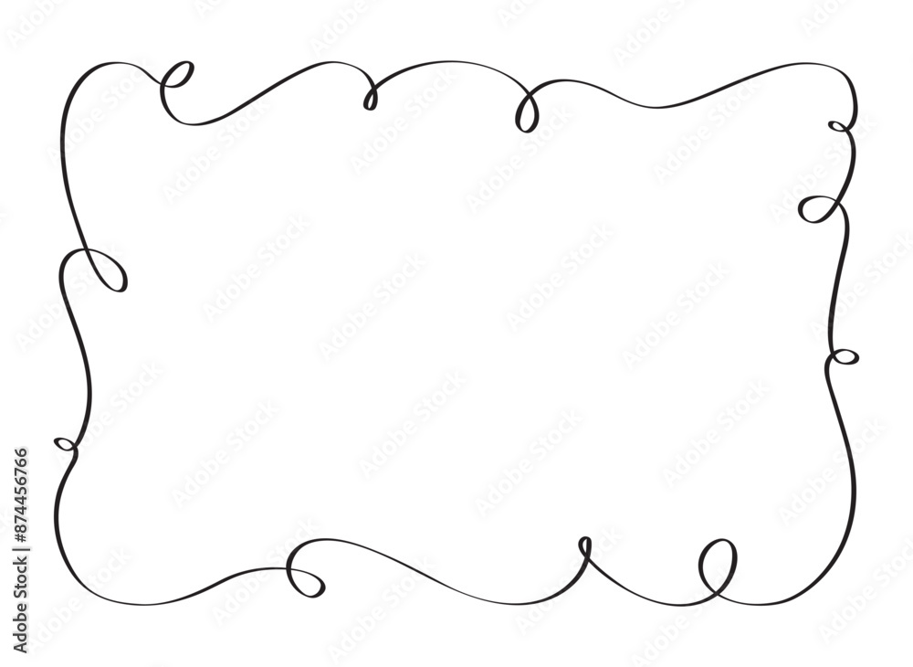 Doodle Horizontal Frame, Hand Drawn Border Doodle Horizontal Frame, Hand Drawn Border