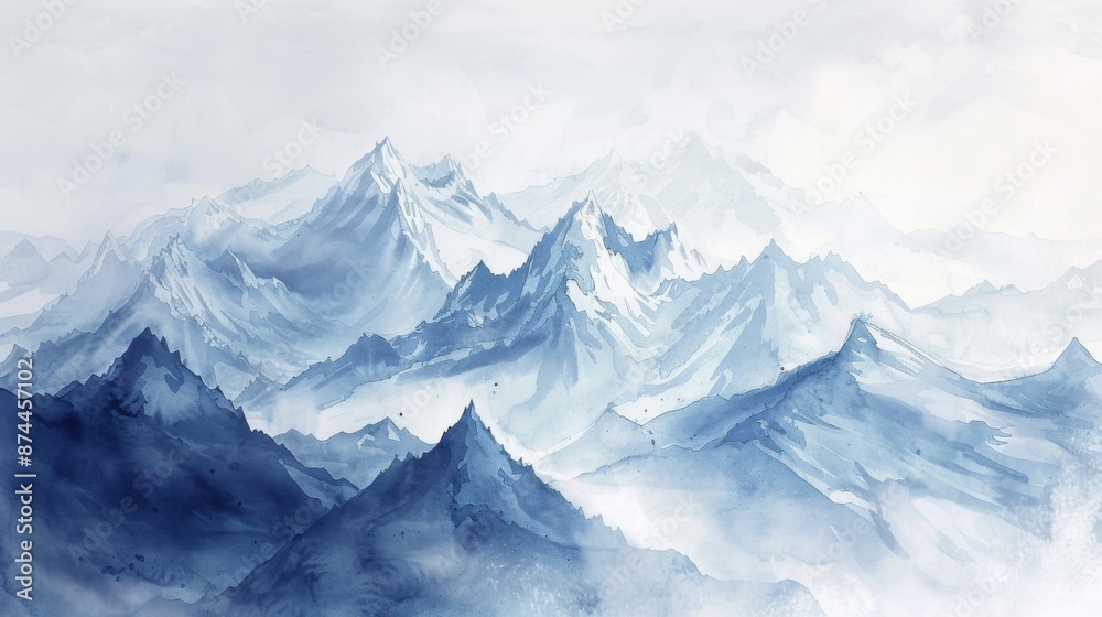 Obraz premium Majestic mountain range in watercolor