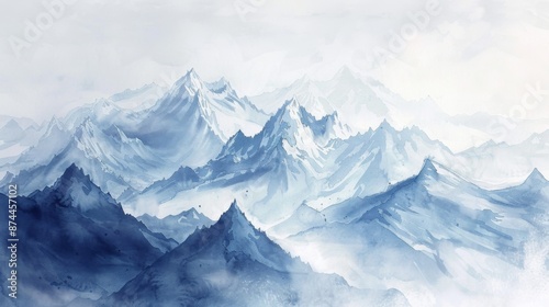 Wallpaper Mural Majestic mountain range in watercolor Torontodigital.ca