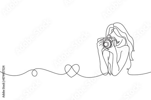 Photograper line art shooting style with transparent background