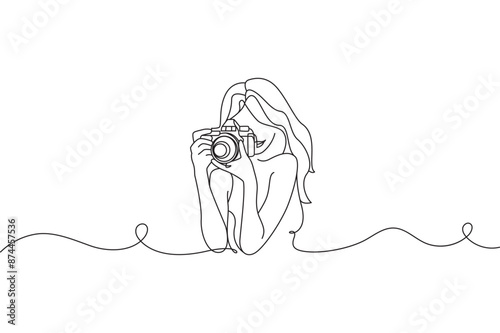 Photograper line art shooting style with transparent background