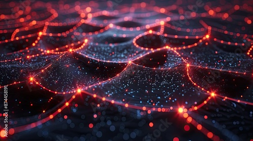 Digital network of interconnected glowing nodes