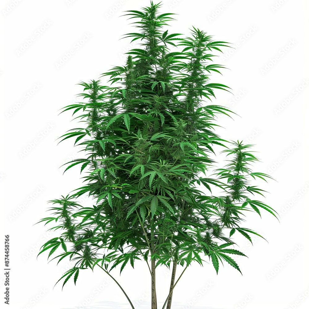 A fluffy and dense full bush plant on white background A fluffy and dense full bush plant on white background