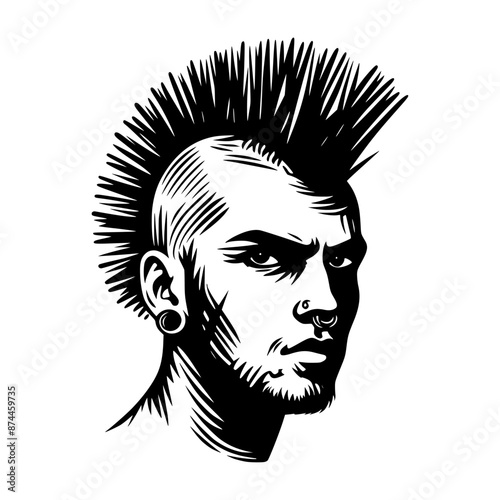 a man with mohawk hair style - hand drawing sketch