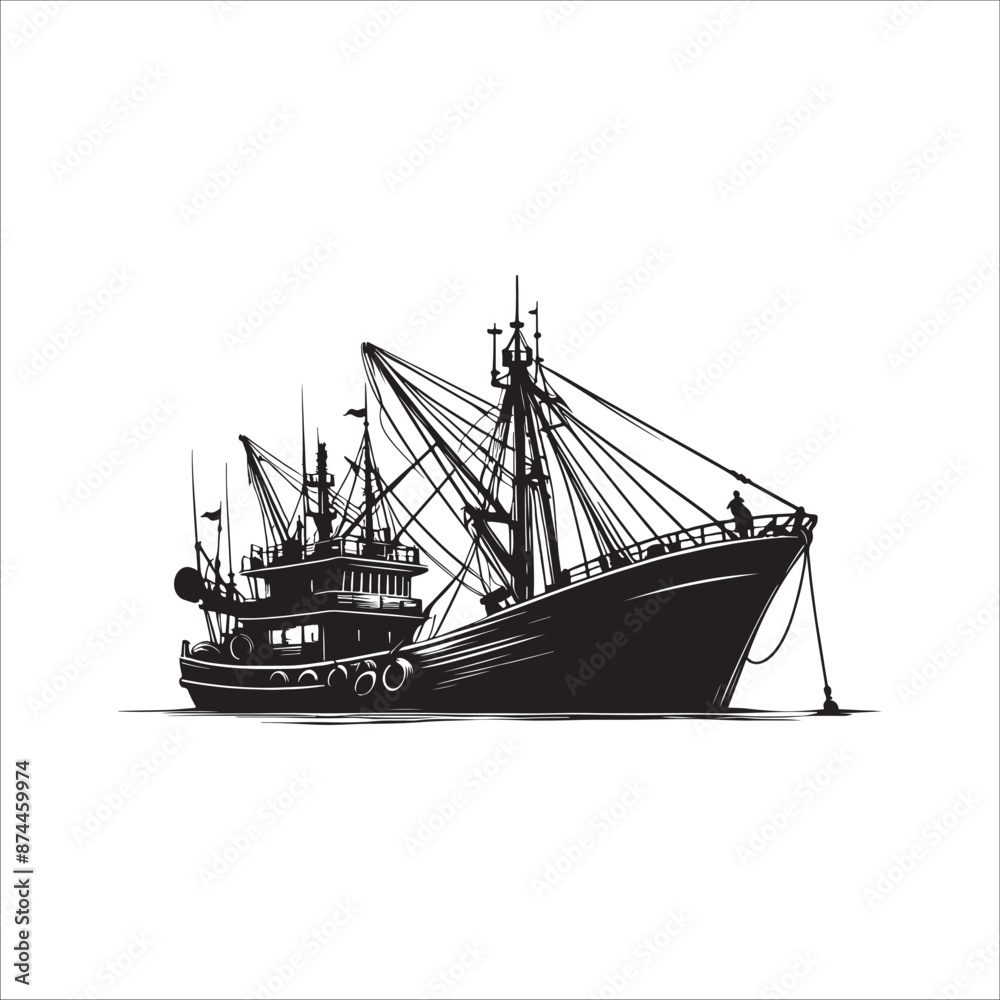 Big boat in the sea vector for illustration Big boat in the sea vector for illustration