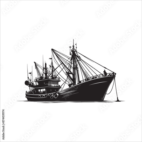 Big boat in the sea vector for illustration