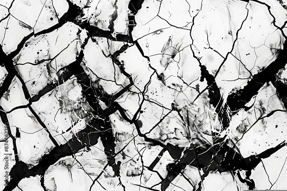 Obraz premium Abstract ink pattern simulating the appearance of cracked earth