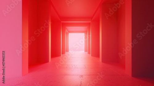 Vibrant 3D Rendering with Red Sketch Background and Soft Warm Colors in Centered Negative Space © Chiradet