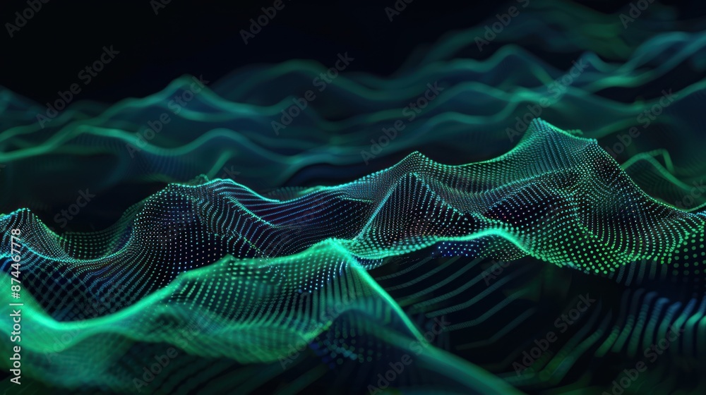 Abstract Digital Landscape with Green and Blue Hues Abstract Digital Landscape with Green and Blue Hues