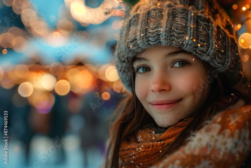 Smiling Girl In Knitted Hat At Winter Market © fotofabrika