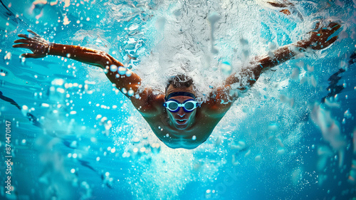 バタフライ競泳選手のダイナミックなパフォーマンス photo