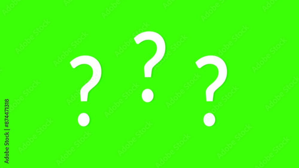 flat question mark doubt sing pop up animation confused on green background flat question mark doubt sing pop up animation confused on green background