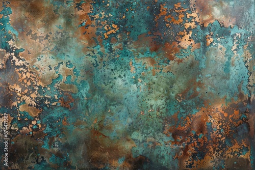 Oxidized copper patina and iron oxide in original painting by Paul Seftel