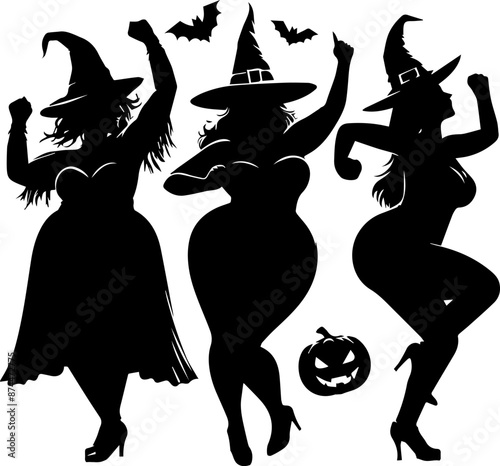 halloween silhouettes of dancing people