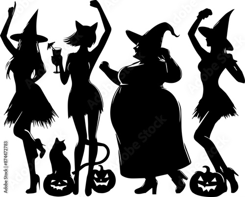 halloween silhouettes of dancing people