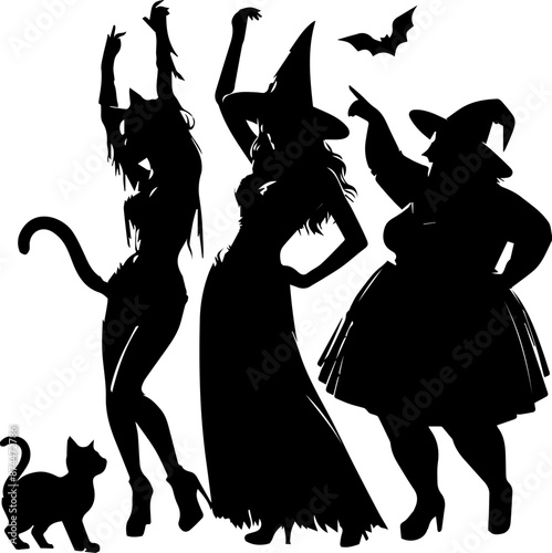 halloween silhouettes of dancing people