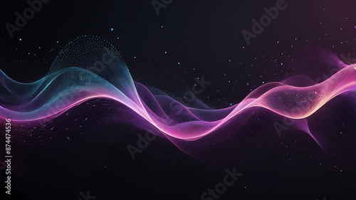 Abstract Waving Particle Technology Background Design. Abstract wave moving dots flow particles, hi-tech and big data background design for brochures, flyers, magazine, business card, banner. Vector