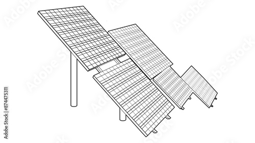 Line drawing showing a solar panel installation