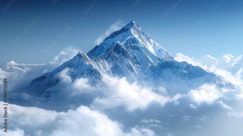 snow capped mountain with clouds, landscape snow capped mountain with clouds, landscape