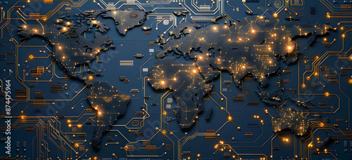 Active world trade, world market. Global electronics market design