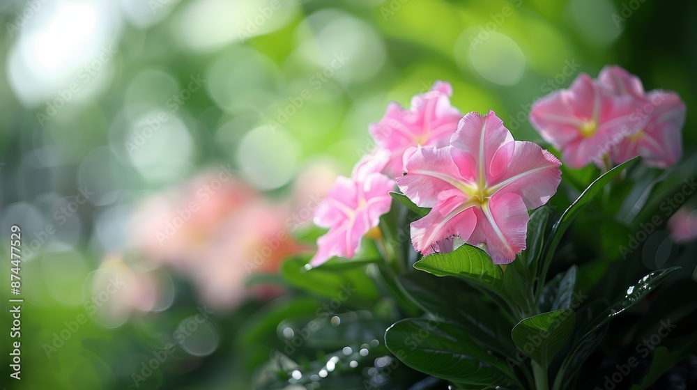 Fototapeta premium Lush garden filled with vibrant, multi-colored flowers, creating a picturesque and serene landscape perfect for wallpapers, focus cover all object, deep dept of field