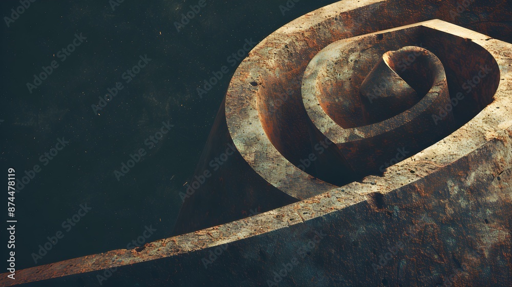Abstract Rusty Spiral Sculpture on Dark Background Abstract Rusty Spiral Sculpture on Dark Background
