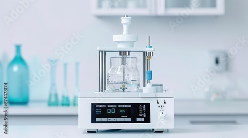 A calorimeter measuring the energy content of substances, with digital readouts and advanced analytical capabilities, with copy space photo