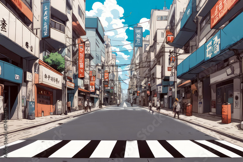 street in the city anime style background  © Hendra