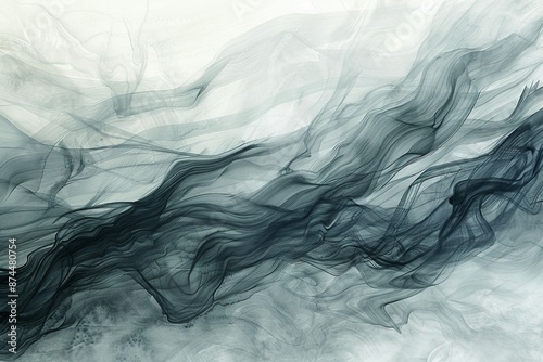 Dramatic abstract ink representation of wind movement in soft grays © LadiesWin