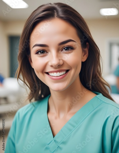 Free Download Smiling woman healthcare worker in hospital - GFXLoad